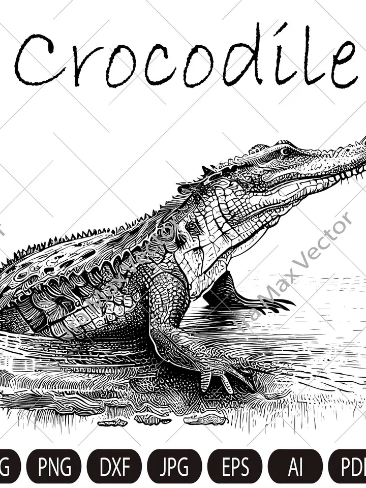 Crocodile SVG, Alligator Svg, Crocodile in the river, Crocodile Clipart, Crocodile detaled, Crocodile Cut Files, Crocodile head svg
