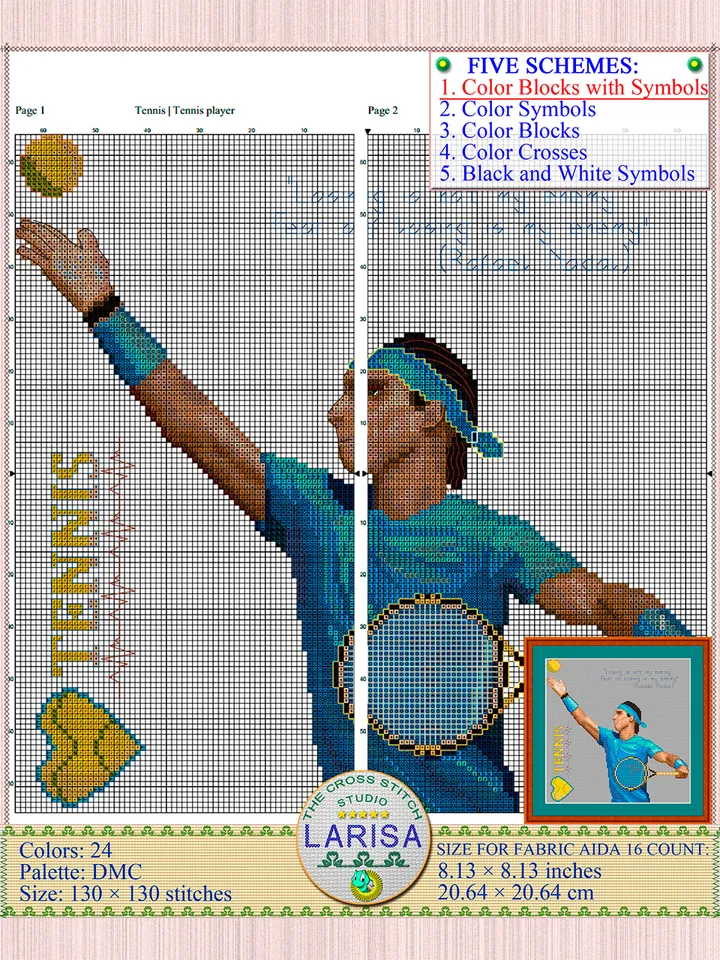 Tennis Cross Stitch Pattern | Tennis Player