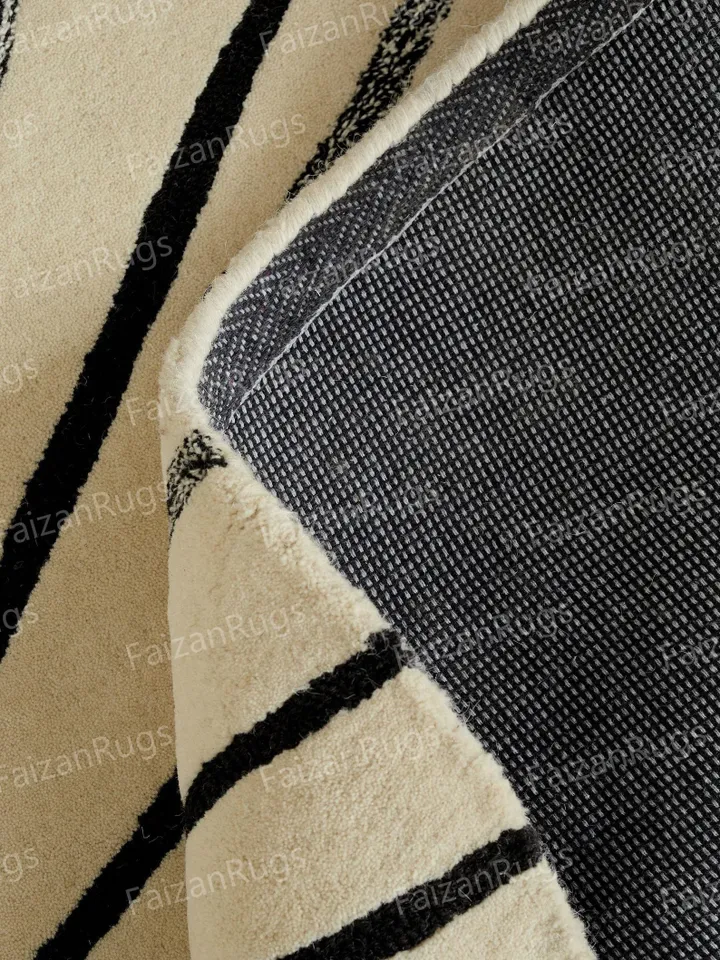 Nochrome Brady Stripe Circle Hand tufted rug 100% wool for kids room, living room, bed room in any size 4x4,5x5,6x6,8x8,9x9,10x10