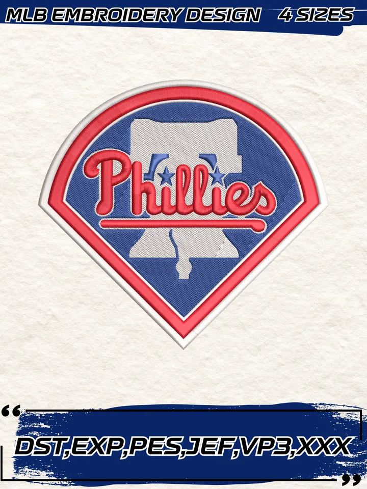 Philadelphia Phillies Embroidery Design,MLB Embroidery Design,Machine Embroidery Design File,4 Sizes, Digital Download