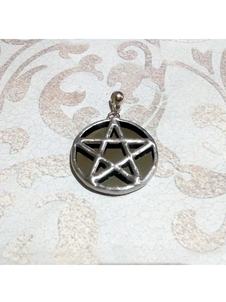 Mirror Pentagram pendant, pentacle necklace, mirror star, stained glass star, Halloween necklace, witchy aesthetic