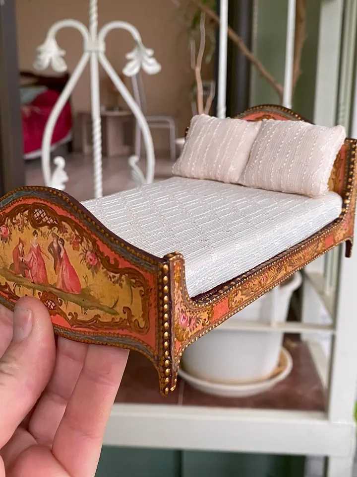 Dollhouse furniture. 1:12. A set of furniture.Handmade.Wardrobe and bed.