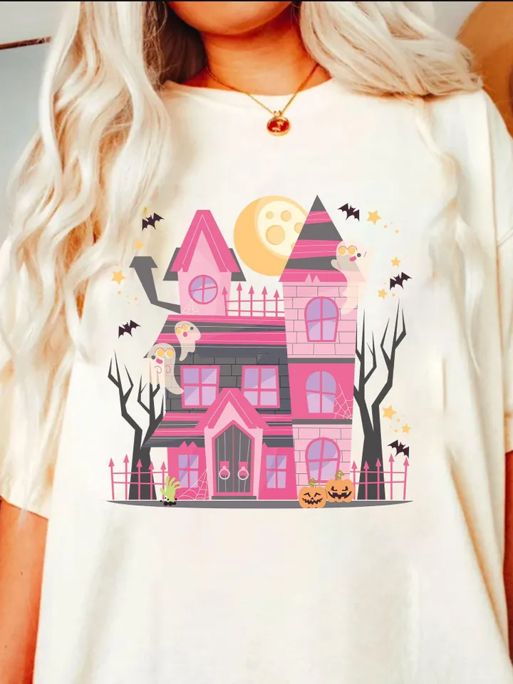 Haunted House PNG-Halloween Sublimation Digital Design Download-spooky season png, spooky girl png, kids halloween png, spooky boo png file