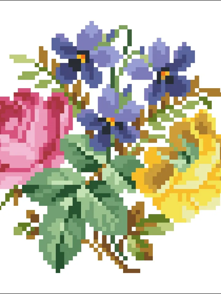 Antique Cross Stitch Pattern Mini Antique Bouquet Digital Download PDF