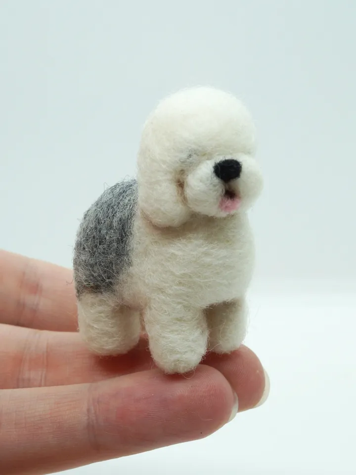 Miniature old English sheepdog, needle felted dog, pet portrait, made to order