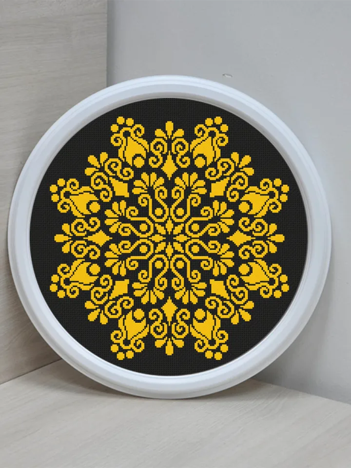 Mandala cross stitch pattern download PDF Simple mandala pattern digital PDF Monochrome cross stitch chart Quick cross stitch sampler #M101