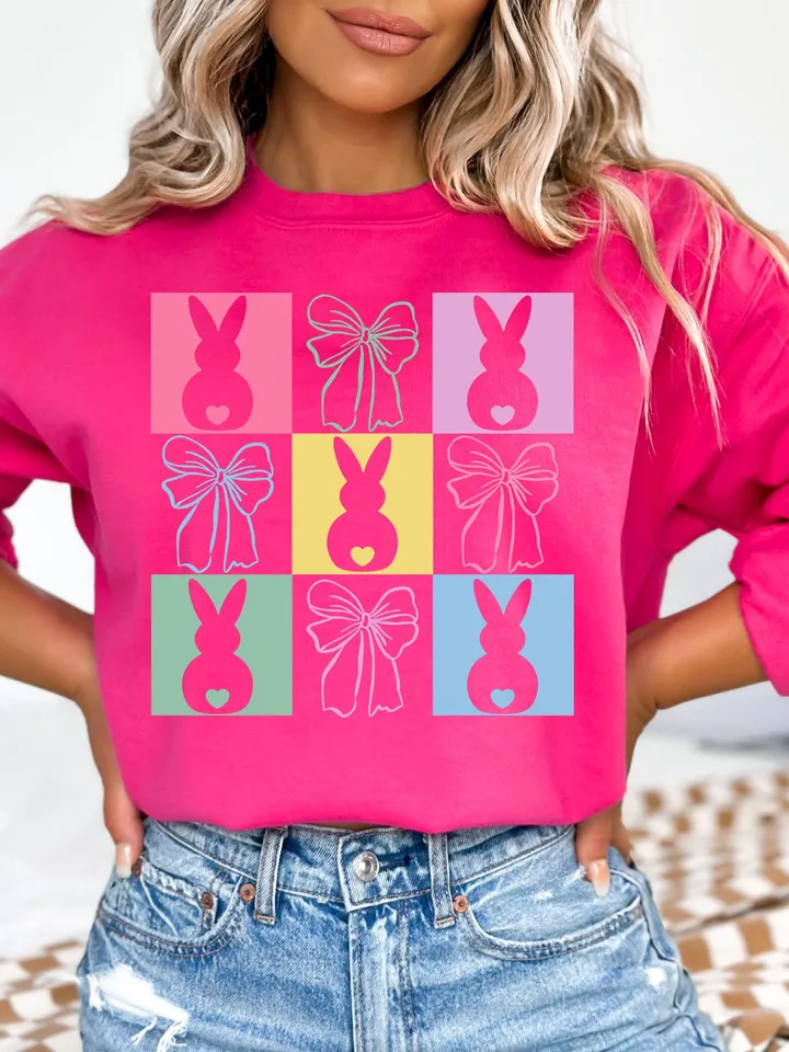 Retro Checkered Easter Coquette Png, Easter Bunny png, Easter png, Coquette Easter png, Girls Easter Png, Christian Easter, Happy Easter Png