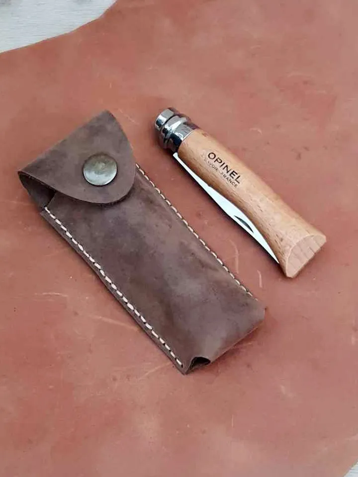 Leather Case for Opinel 7 8 9 10 knife, Knife Sheath for Opinel or similar folding knife, PDF leather sheath Belt Pouch holster PATTERN easy