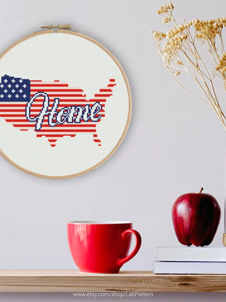 USA Home Cross stitch pattern | Embroidery Pattern | Instant Download | Embroidery Designs