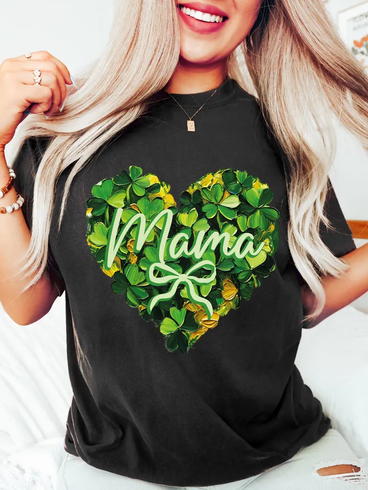 Mama St Patrick's Day PNG, Coquette Brushstroke png, Lucky Mama Png, Shamrock PNG, St Patricks Coquette Png, Lucky Charm Png,Glitter Irish