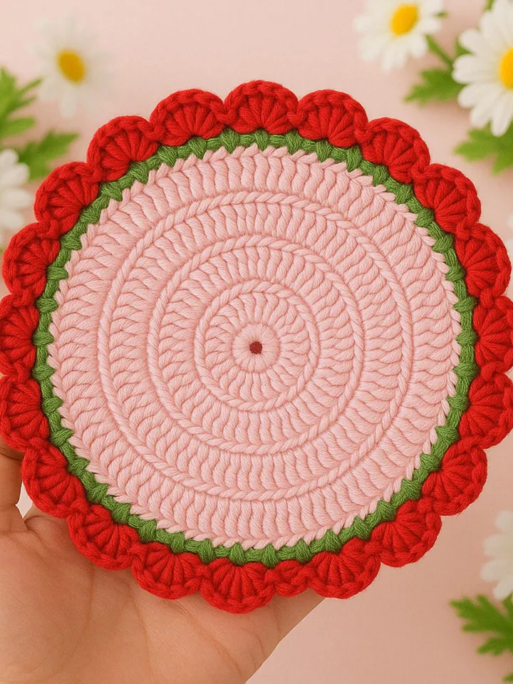Modern Crochet Round Coaster Pattern PDF – DIY Flower Mug Rug & Free Surprise Crochet Pattern for Beginners