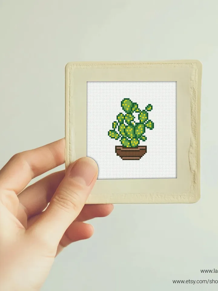 Bundle mini cactus 6 Cross stitch patterns, contemporary plant, Abstract, Floral, beginner, modern chart, gift DIY, embroidery, instant PDF