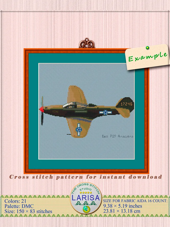 Airacobra Cross Stitch Pattern | World War II Fighter Aircraft