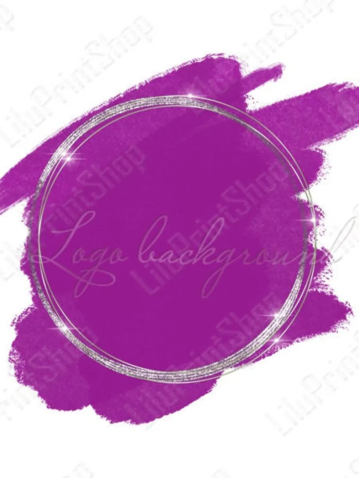 Magenta Logo Background Png, Purple and silver logo design Watercolor digital logo overlay . Instant download
