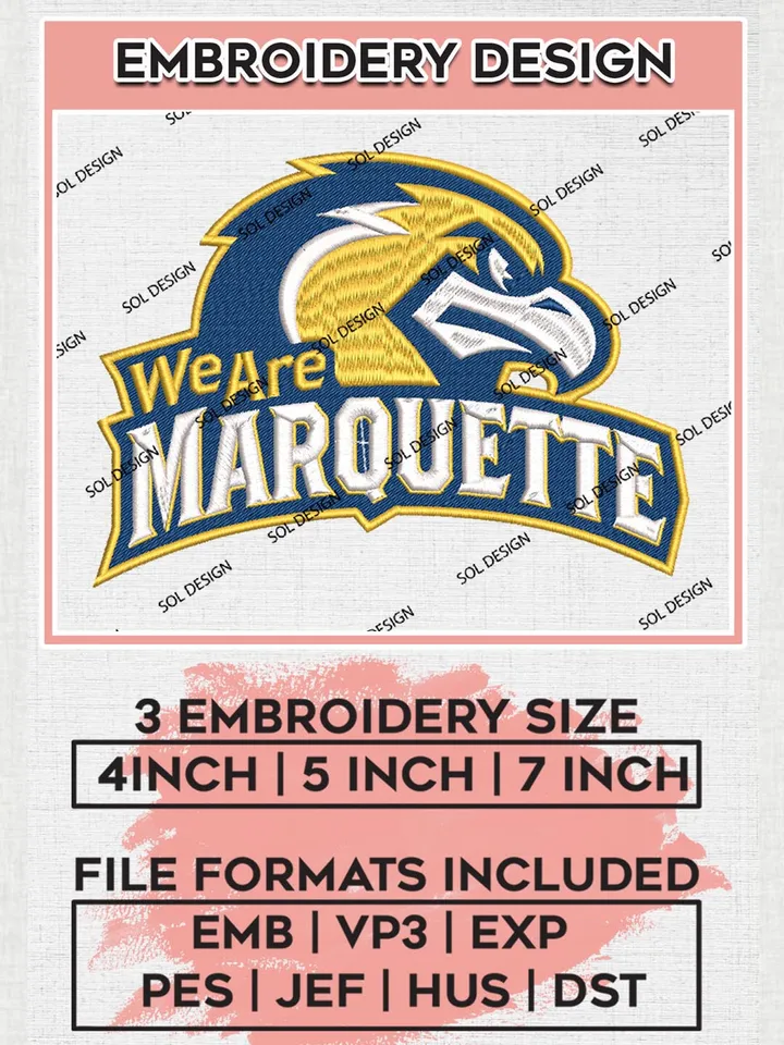 We are Marquette Logo Machine Embroidery Design, NCAA Marquette Golden Eagles Embroidery Design Design files, NCAA Team Embroidery Designs, NCAA Machine Embroidery Designs, Digital Download