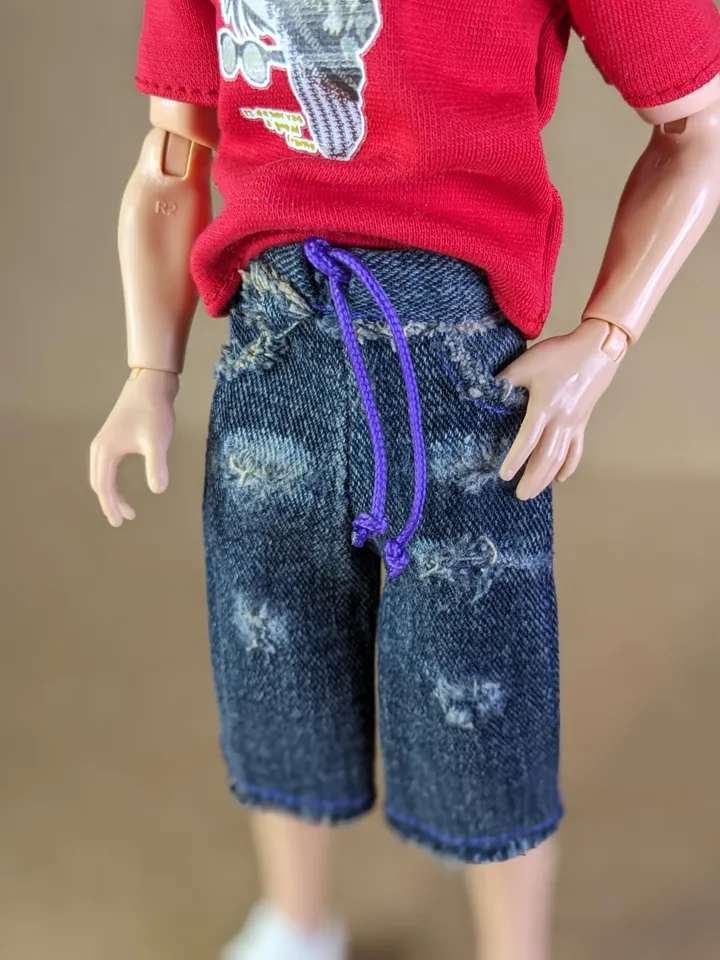 Handmade distressed denim shorts for 11.5 inch fashion male doll