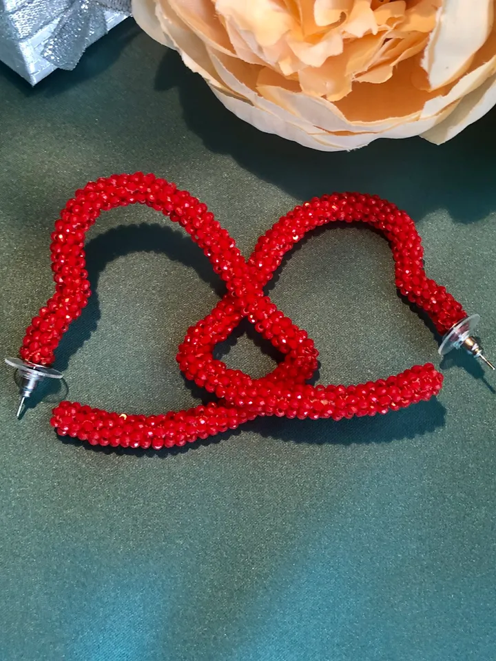 Crystal Heart Hoop Earrings