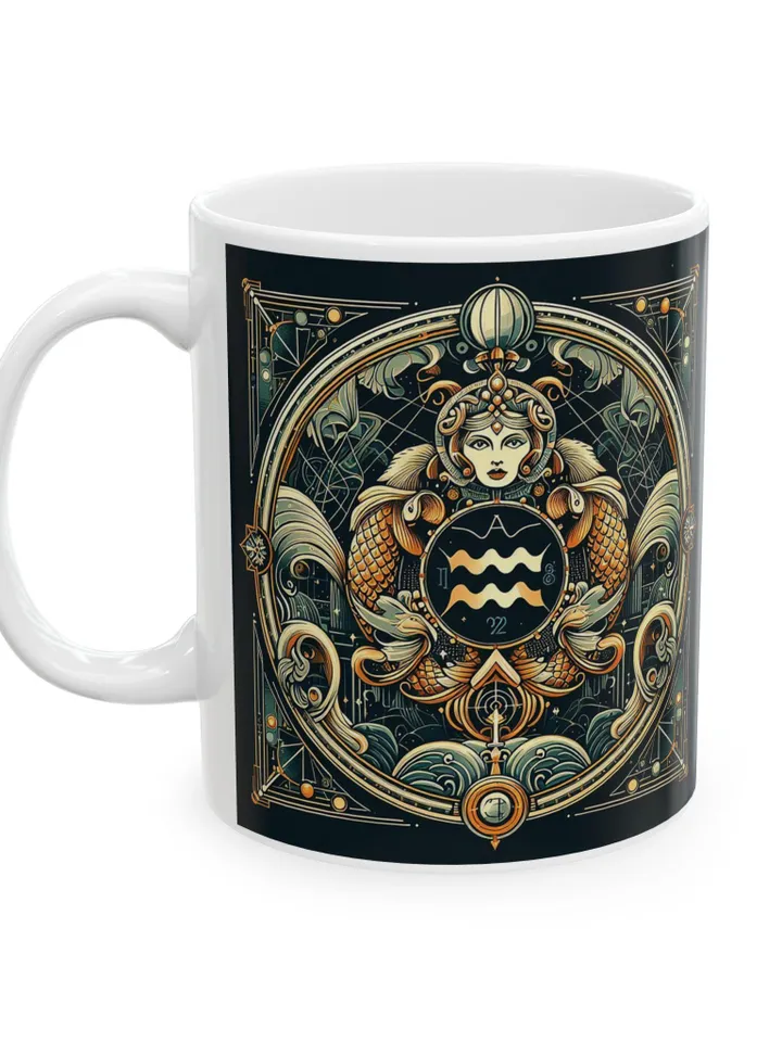 Acquarius Ceramic Mug | Art Deco Inspired Drinkware | Unique Gift for Astrology Lovers, Coffee Lovers, Home Decor, Birthday