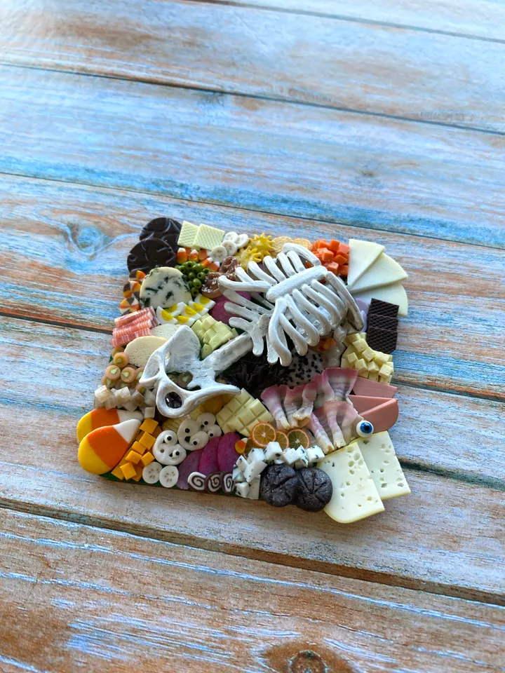 Magnet Miniature Halloween Charcuterie Board with Polymer clay Souvenir