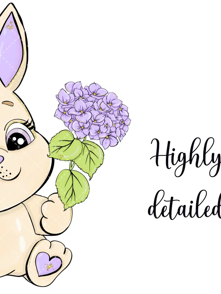 Inspire Easter Girl Clipart, Girl with Bunny Clipart, Spring Girl Clipart, Various Hair Color Girl, Doll Planner Stickers, Easter Doll Clipart
