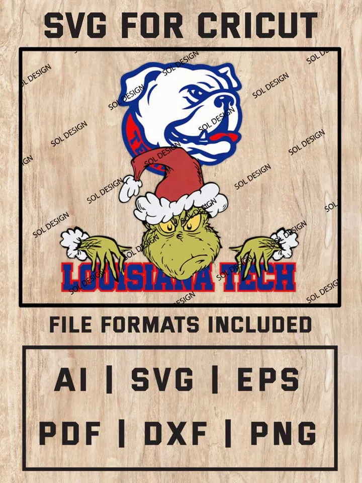 Grinch Louisiana Tech Bulldogs SVG, NCAA SVG Design, NCAA Louisiana Tech Bulldogs SVG, NCAA Bulldogs Cricut, Christmas Svg, Grinch svg, Digital Download