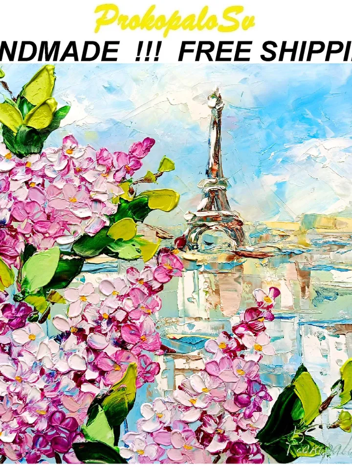 Paris Painting France Cityscape Original Canvas Art Eiffel Tower Impasto Artwork Travel Gifts Personalized Gifts by ArtProkopaloSv