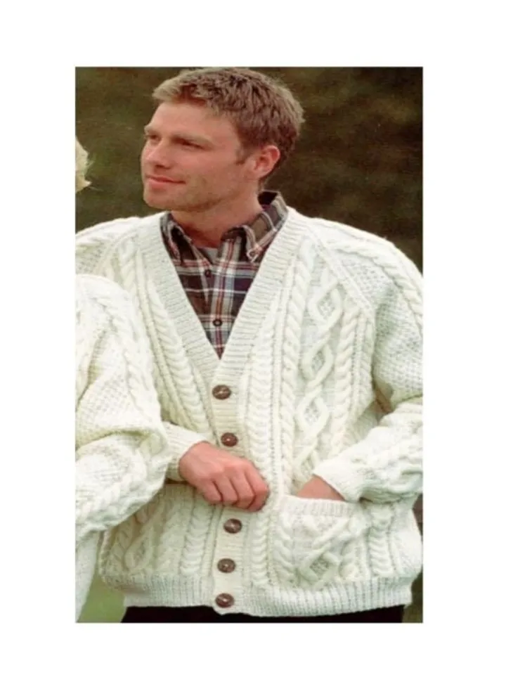 Men cardigan knitting pattern, aran men cardigan pattern pdf