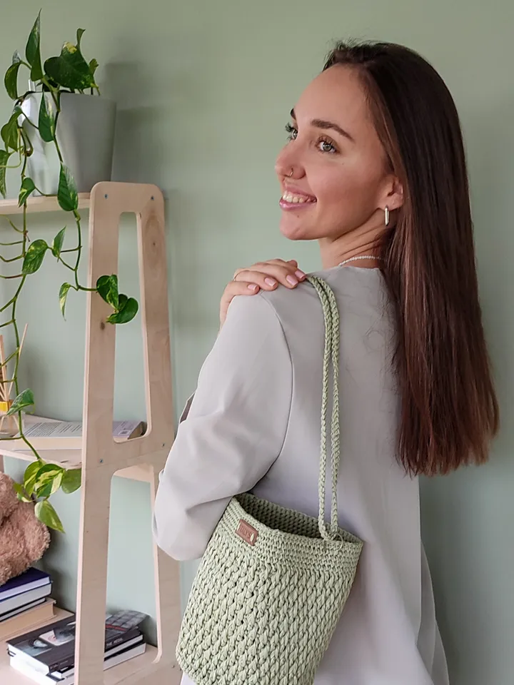 Handmade Raffia Crochet Basket Bag - Womens Fashion Accessory