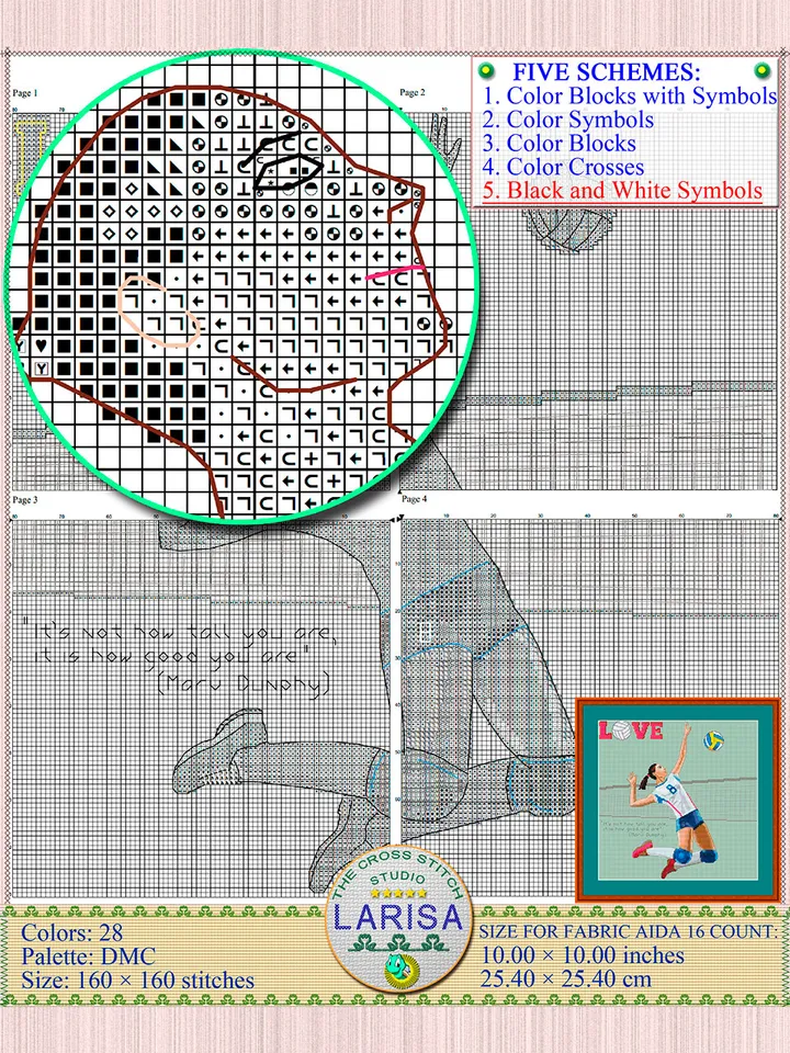 Volleyball Cross Stitch Pattern | Volleyball player