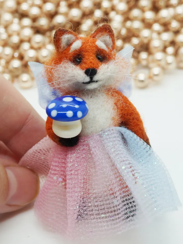 Mary the fox, miniature needle felted animal, fairy fox, ships from the US
