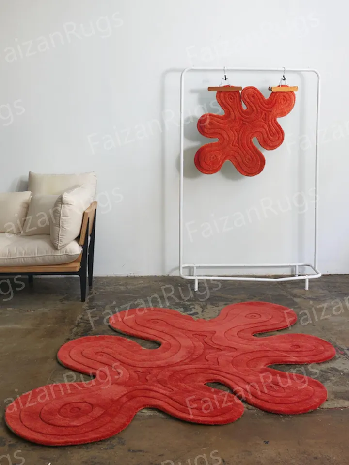 Buy Stunning Red Dune Handmade Wool Rug | Hand Tufted Rug 100 Wool For Living Room | Bed Room | Kids Room | Drawing Room |  In Any Size's