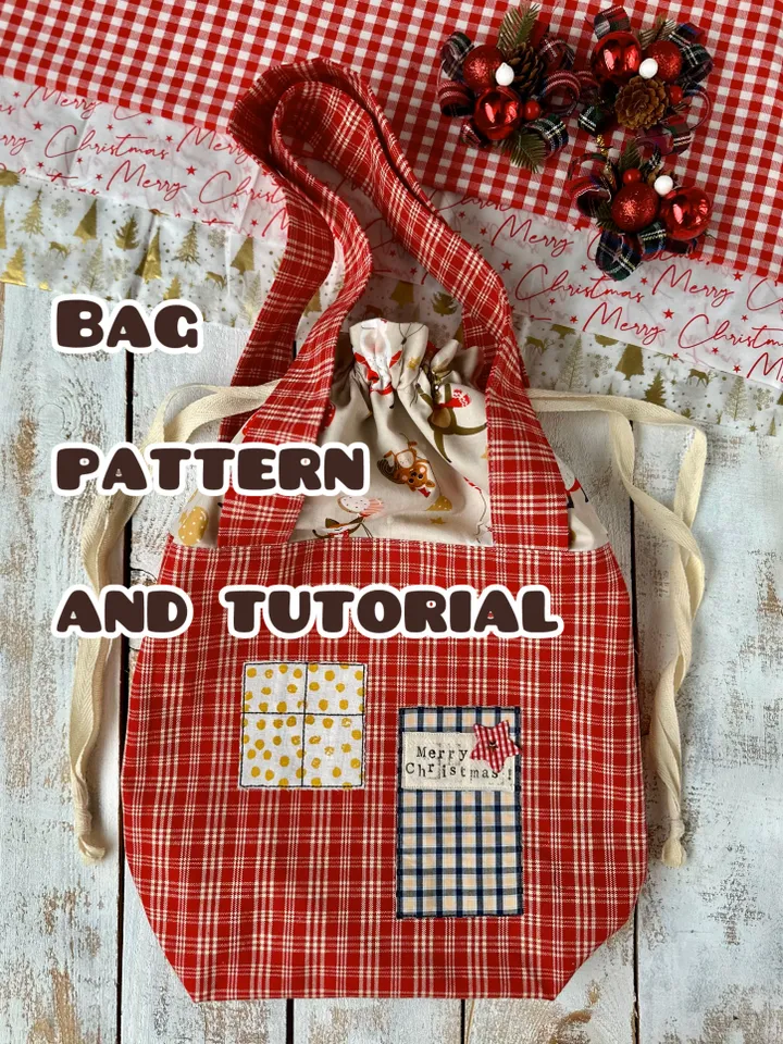 Cottage bag with decorative elements step-by-step sewing pattern.