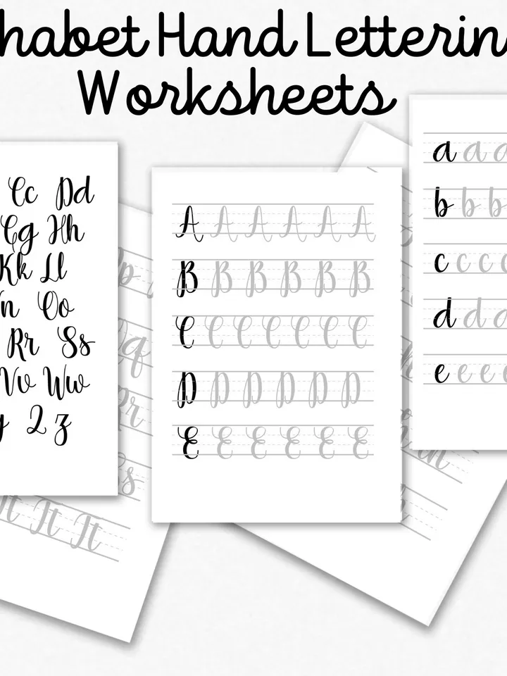 Calligraphy Handlettering Tracing Sheets, Brush Font, Tracing Alphabet & Words