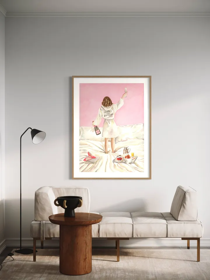 Pink Champagne Wall Print, Watercolor Painting, Champagne Lovers, Pink Aesthetic, Cute Pink Decor, Feminine Art Poster, Pink Feminine Print