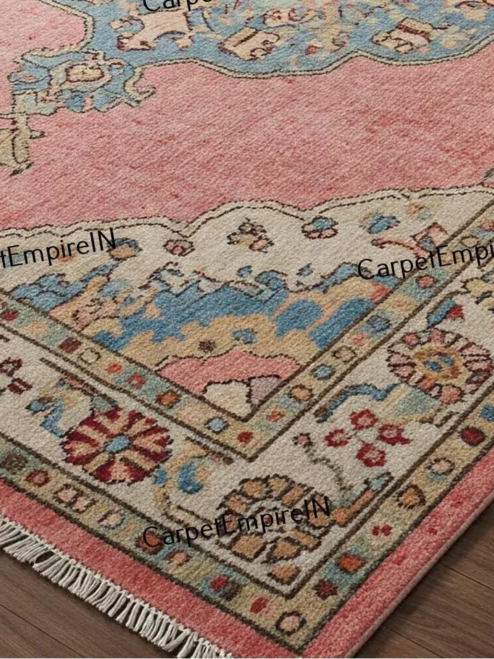 Exquisite Pink Oushak Hand Knotted Rug 4x6,5x8 6x9,8x10,9x12,10x14 ft Handmade Rugs for Living Room,gift for her-Antique Contemporary rug