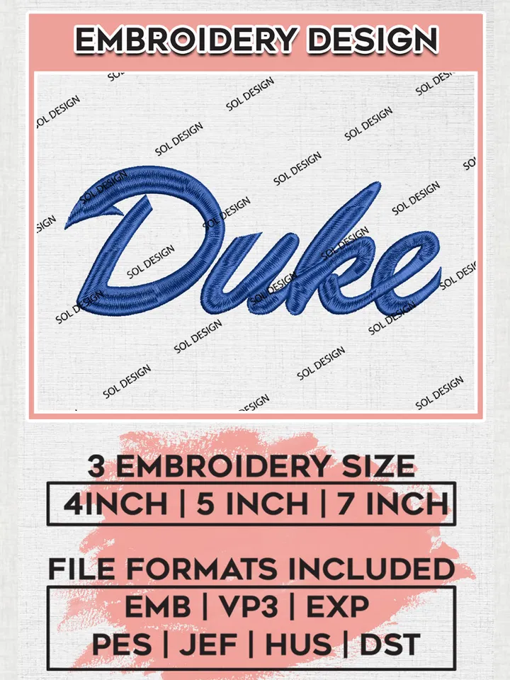 NCAA Duke Team Writing Logo embroidery designs, NCAA Duke Blue Devils Logo Machine embroidery designs, NCAA Team Logo embroidery designs, NCAA Game Day Machine embroidery designs, Digital Download