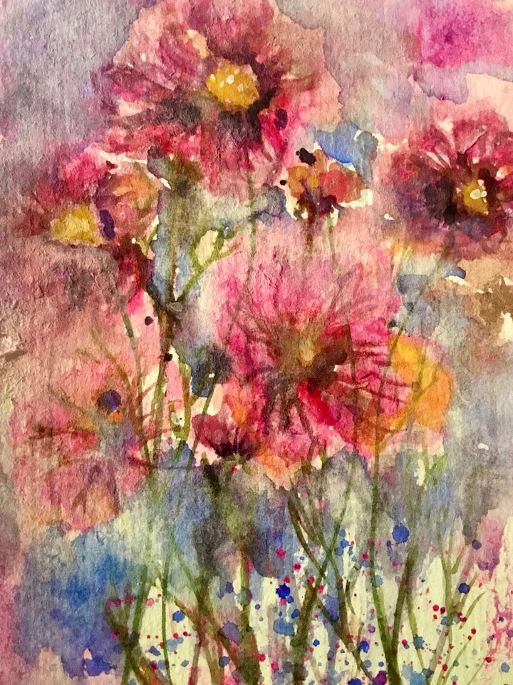 Set of 4 handpainted watercolor greeting cards,original floral watercolour cards,unique handmade cards for any occasion,floral gift cards.