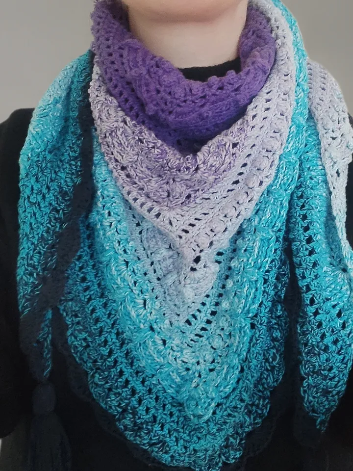 Handmade shawl, gradient knitted shawl