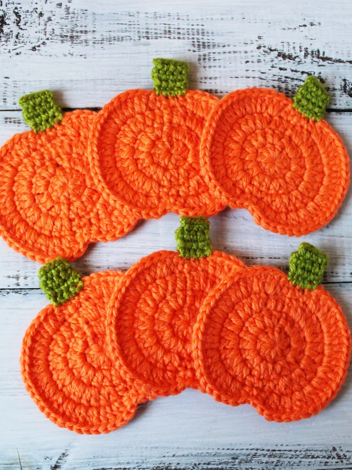 Crochet pumpkins Halloween coaster for fall table decor, Decorative pumpkin Autumn decorations, Primitive fall decor
