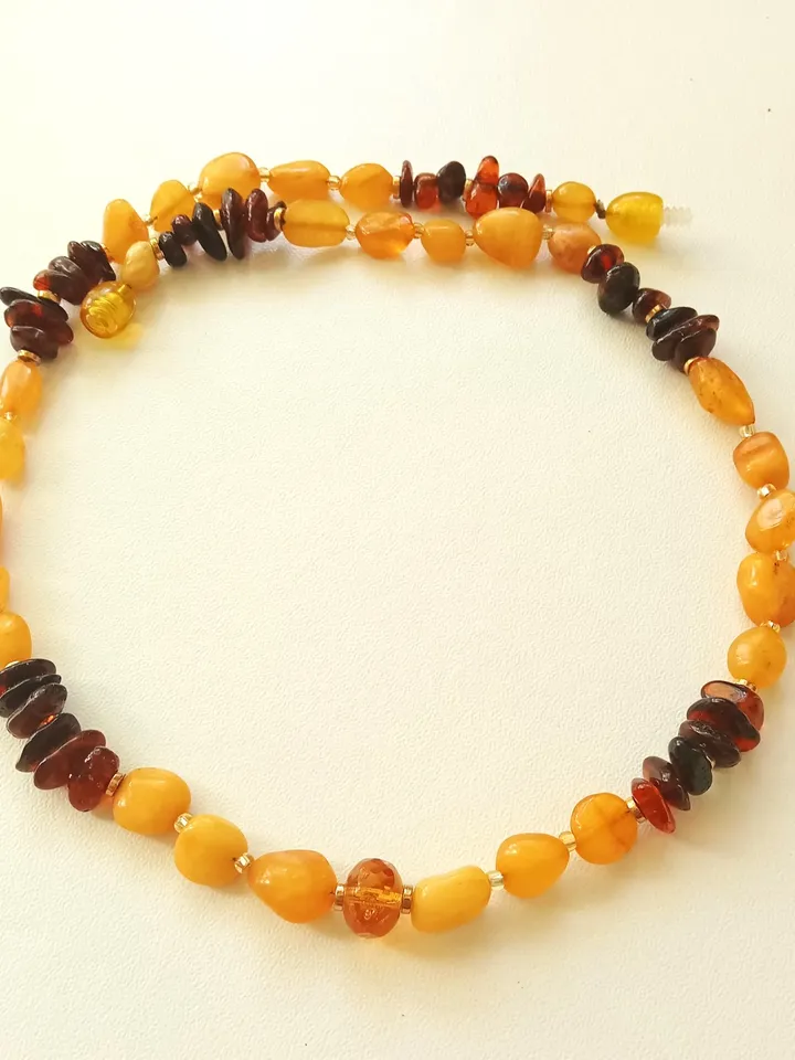 Amber Choker Necklace Jewelry Gift For Women Girl Genuine Amber Gemstone Jewelry Handmade multicolor yellow cognac gold