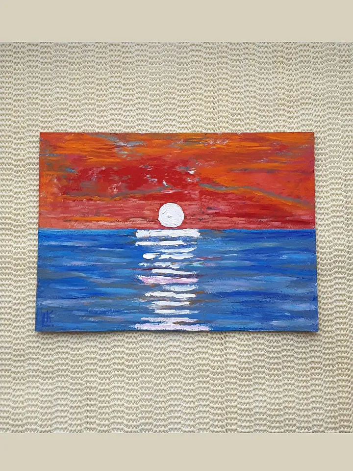 Sunset Miniature #4, Seascape Painting