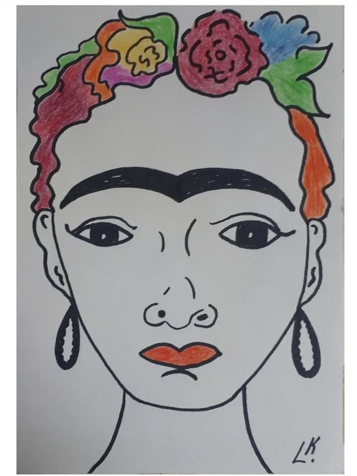 Frida Kahlo, Pencil Drawing Art, Woman Portrait, Famous Artist Painting