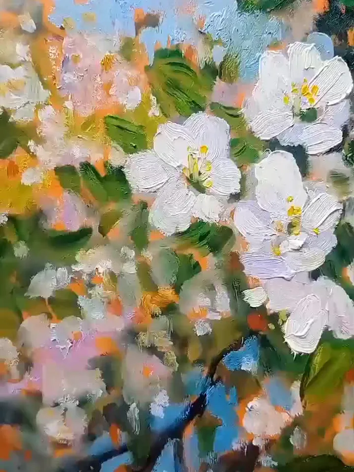 Oil painting "Spring in my garden"Cherry flowers Author's original Personalized Gifts Unique home decor Personalized home decor Custom decor