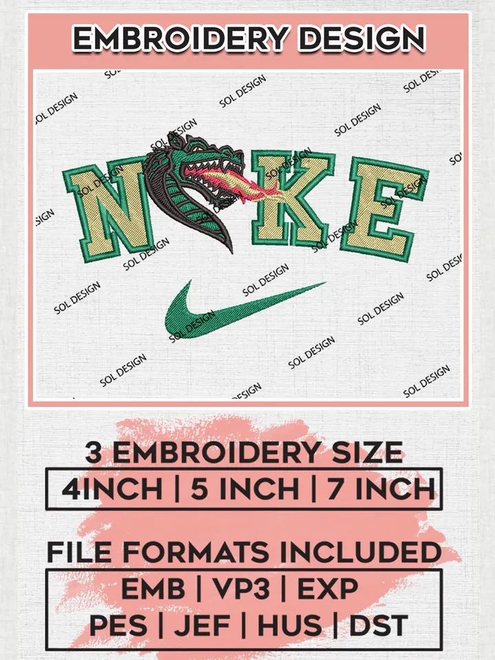 Nike UAB Blazers Machine Embroidery Design, NCAA UAB Blazers Embroidery Design files, NCAA Embroidery Designs, NCAA Machine Embroidery Designs, Digital Download