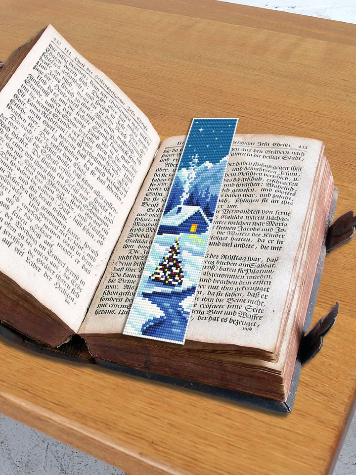 Bookmark winter cross stitch pattern digital PDF Handmade bookmark nature embroidery beginners Instant download Gift for book lover #B18