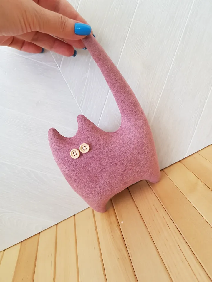 Pink Cat sewing pattern PDF, rag doll tutorial in English, stuffed animal sewing diy
