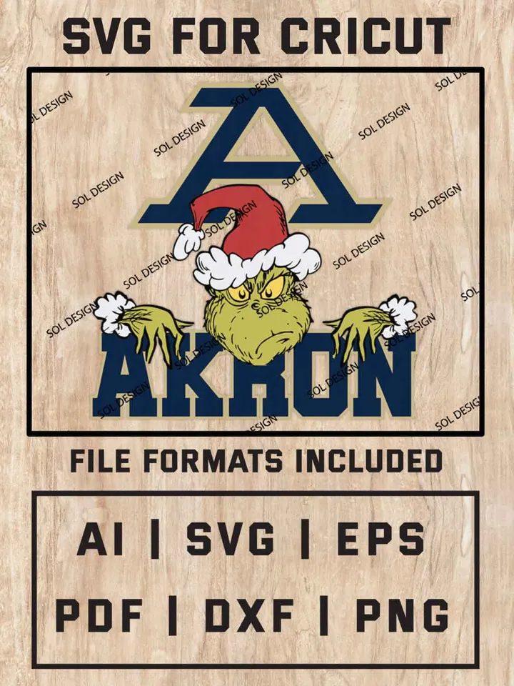 Grinch Akron Zips SVG, NCAA College Team SVG Design, NCAA Akron Zips SVG, NCAA Akron Team Cricut, Christmas Svg, Grinch svg, Digital Download