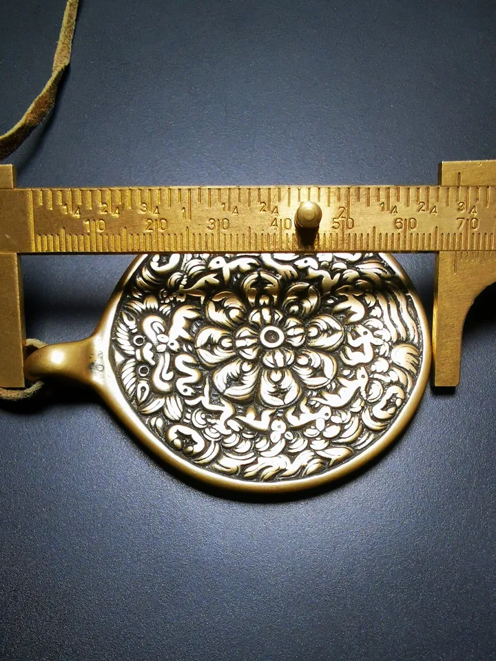 Gandhanra Vintage Mandala Badge - Tibetan Buddhist Amulet, Cross Vajra Pattern Melong Mirror, SIPAHO, Fengshui Protective Pendant