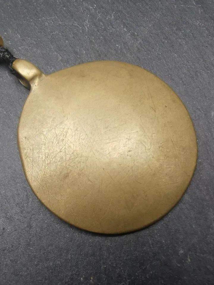 Gandhanra Vintage Tibetan Buddhist Calendar Amulet Sipaho Badge - Lima Brass Melong Mirror Protective Charm Feng Shui Pendant,41mm