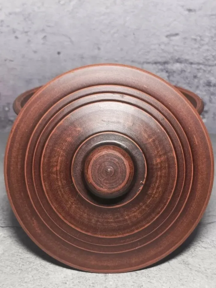 Pottery casserole. Handmade from red clay, carved pattern. Eco-friendly product